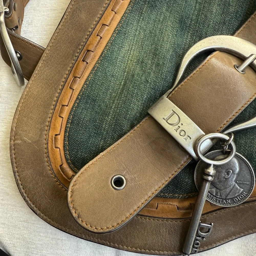 Dior Denim and Tan Shoulder Bag - Picture 8 of 16